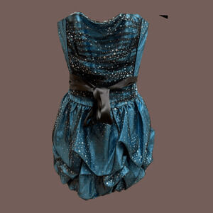 Jessica McClintock Prom Dress | Teal Glitter | Size 3 | Vintage